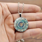 Vintage kerek kék mandala nyaklánc